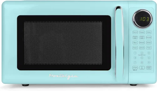 Miniatura 15 de Nostalgia Horno microondas compacto retro para encimera, 0.7 pies cúbicos, 700 vatios con pantalla digital LED, bloqueo para niños, interior fácil