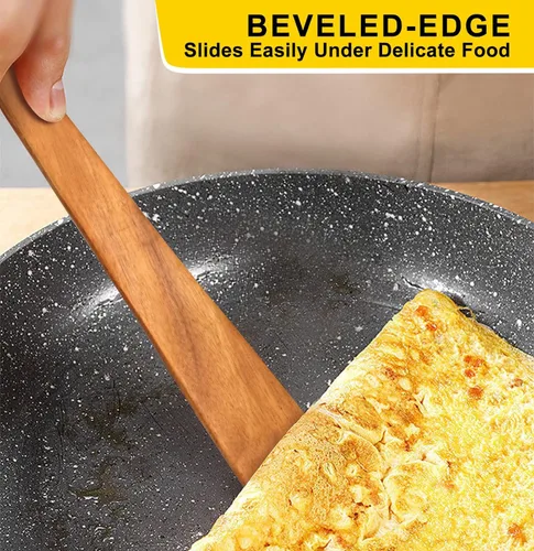 Miniatura 6 de Espátula Plana de Madera para Utensilios de Cocina Spurtle Herramienta de Cocina Volteador Raspador de Madera de Teca Espátulas Utensilio de Cocina