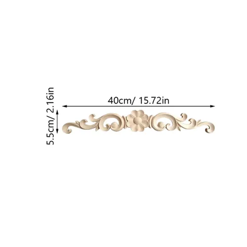 Miniatura 2 de Ciieeo Cabezal de puerta con apliques de madera maciza, 2 piezas de 13.58 x 2.16 x 0.31 pulgadas, marcos de puerta de armario tallados sin pintar