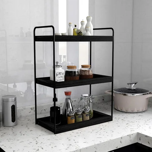 Miniatura 4 de Dorhors Organizador de encimera de baño de 3 niveles, estante de almacenamiento de baño, bandeja de mostrador y organizador de tocador (negro)