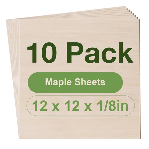 Miniatura 10 de Paquete de 12 hojas de tilo Rowood, 12x12x1/8pulgadas, tilo de 3mm para corte láser, kits de manualidades para adultos, tablero de madera
