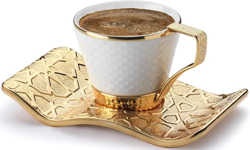 Miniatura 6 de DEMMEX Juego de tazas de café y café expreso bosnio griego turco para 6 – 18 piezas, tazas demitasse de porcelana (2.6 onzas/2.7 fl oz) con soportes