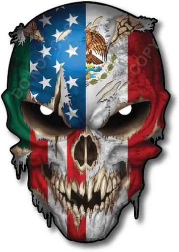 Miniatura 15 de Calcomanía de calavera con bandera de país de México, con ojos reflectantes, orgullo mexicano, calcomanía universal de esqueleto para automóvil