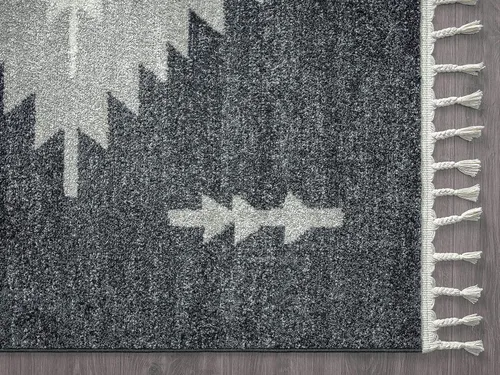 Miniatura 4 de Abani Southwest - Alfombra de área gris neutro, diseño tribal de diamante de 6 x 9 pies, alfombra para sala de estar con borlas