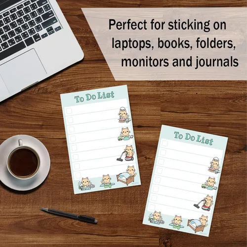 Miniatura 5 de Lista de tareas adhesiva linda de gato kawaii Cuaderno de notas de humor de gato, tarjeta de notas para regalo para amantes de los gatos 50