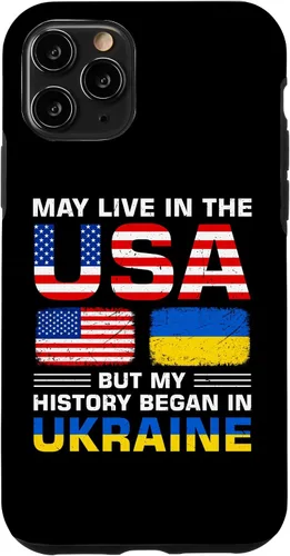 Miniatura 28 de Funda para iPhone 13 Pro Max con la bandera de Ucrania y la bandera de Estados Unidos con raíces ucranianas