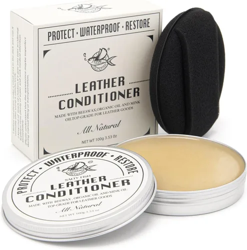 Miniatura 10 de SALTY FISH Acondicionador y Limpiador de Cuero Totalmente Natural,Hecho con Aceite de Visón y Cera de Abejas,Protege, Suaviza y Hace Impermeable