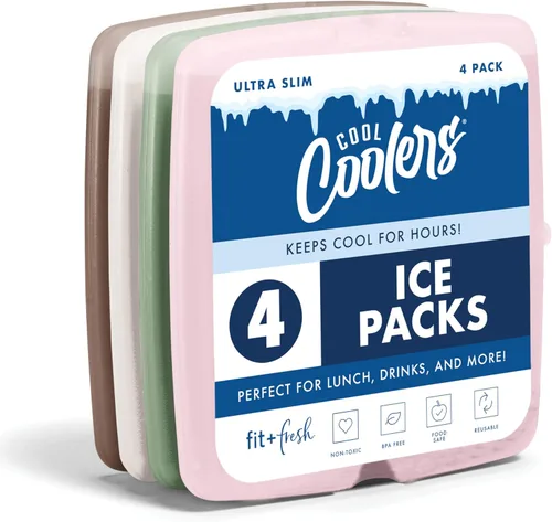 Miniatura 8 de Cool Coolers de Fit & Fresh - Paquete de 4 paquetes de hielo delgados, paquetes de hielo reutilizables de congelación rápida que ahorran espacio
