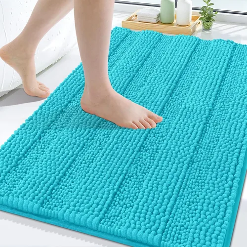Miniatura 202 de Grandaily Alfombras de baño de felpilla a rayas de 24 x 16 pulgadas, extra gruesas y suaves, absorbentes, parte trasera de goma, alfombra de ducha