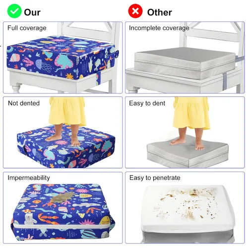 Miniatura 6 de Asiento elevador para niños pequeños para silla de cocina y mesa de comedor, lavable, grueso, soporte fuerte, silla elevadora portátil para que
