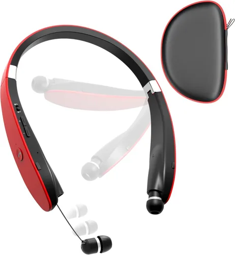 Miniatura 8 de Auriculares Bluetooth con banda para el cuello, auriculares inalámbricos ligeros plegables con auriculares retráctiles, cancelación de ruido, Azul