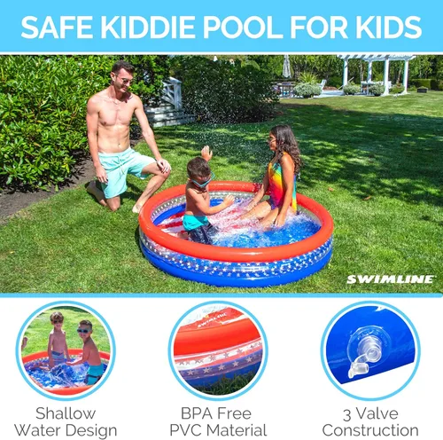 Miniatura 5 de SWIMLINE Americana - Piscina para niños de 3 anillos de 60 x 12 pulgadas, para niños y adultos, piscina de pelota y arena para exteriores