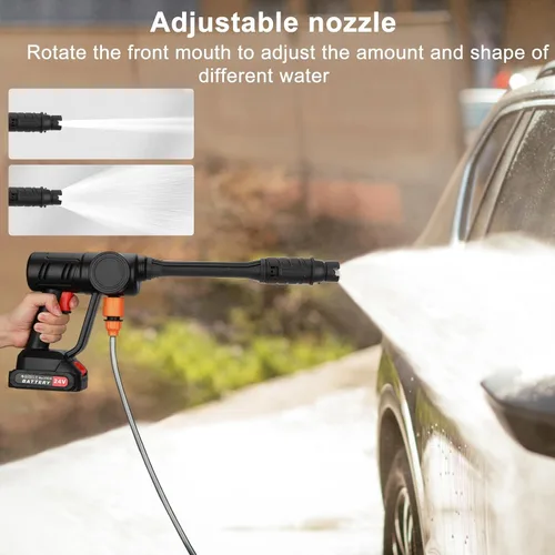 Miniatura 3 de Lavadora eléctrica inalámbrica, lavadora eléctrica inalámbrica portátil de 21 V, 725 PSI, lavadora a presión a batería con boquilla ajustable, 2
