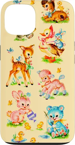 Miniatura 7 de Vintage Baby Animals Nursery 50's Retro Yellow Case for iPhone 17