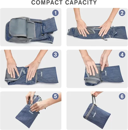 Miniatura 4 de G4Free 10L/15L Mochila para Senderismo Plegable Ligera, Mochila de Día para Caminatas, Pequeña, Viaje al Aire Libre, Bolsa de Hombro Plegable Azul
