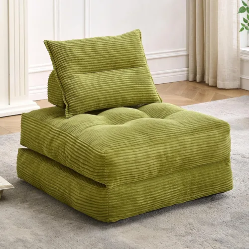 MONVANE Folding Sofa Bed, 3-in-1 Convertible Sleeper Chair Bed, Fold Out Floor Futon Chair with Pillow, Single Couch for Small Spaces, Living Room,