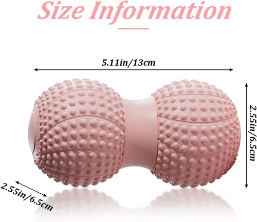 Miniatura 7 de Bola de masaje de maní para tejido profundo, terapia de punto de activación, liberación miofascial - Rodillo de espuma de lacrosse doble para Rosado