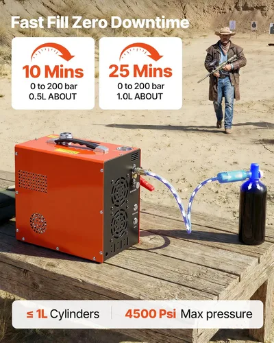 Miniatura 2 de VEVOR Compresor de aire PCP, compresor de pistola de aire PCP portátil de 4500 PSI/30 Mpa, sistema de refrigeración de agua y ventilador integrado