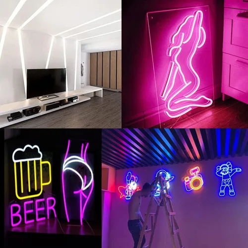 Miniatura 4 de dobestyou - Tira de luces LED de neón naranja - 16.4 pies (5 m) 12 V CC, 600 LED SMD2835, impermeable, flexible, luz de cuerda para decoración