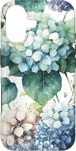 Watercolor Vintage Floral Blue Hydrangeas Flower Case for iPhone 17