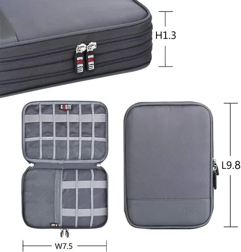 Miniatura 4 de Bolsa organizadora de cables electrónicos, bolsa de almacenamiento portátil de doble capa para accesorios digitales electrónicos para funda