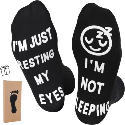 ZXGXLAW Regalos de cumpleaños para papá, hombres, marido, abuelo, mujer, idea del día del padre, Navidad, Im Not Sleeping calcetines divertidos