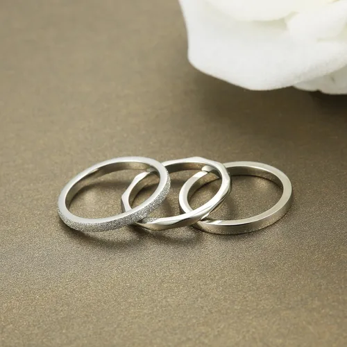 Miniatura 2 de JOERICA 3 anillos de compromiso de boda apilables de acero inoxidable de 0.079in para mujer