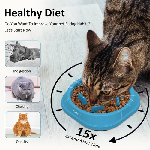Miniatura 3 de YINEYA 2 cuencos de alimentación lenta antiasfixia para perros de tamaño pequeño, cuenco de alimentación lenta para gatos, suministros