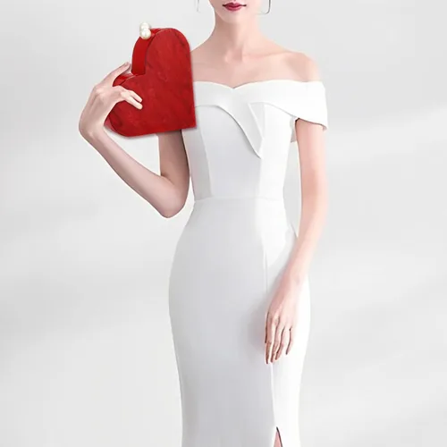 Miniatura 6 de Bolso de mano de acrílico en forma de corazón para mujer, bolso de hombro elegante para fiesta, boda