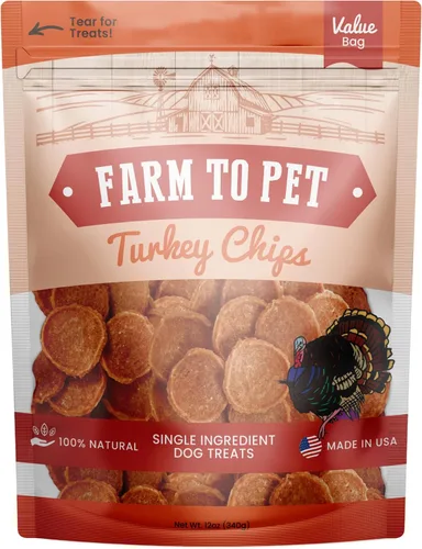 Miniatura 8 de Farm To Pet Golosinas de entrenamiento para perros, papas fritas de pavo saludables para perros, 4 onzas, pechuga de pavo 100% de grado humano, todo