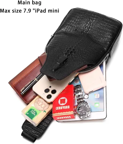 Miniatura 99 de LUKZIJAES Bolso bandolera de cuero genuino para hombre