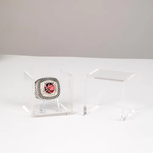Miniatura 6 de Estuche expositor de anillo de campeonato, caja transparente para anillo de campeonato, caja de caballete de acrílico transparente y soporte
