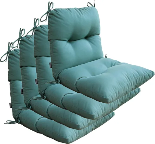 Miniatura 12 de Juego de 4 cojines de repuesto para silla de respaldo alto para interiores y exteriores, color negro