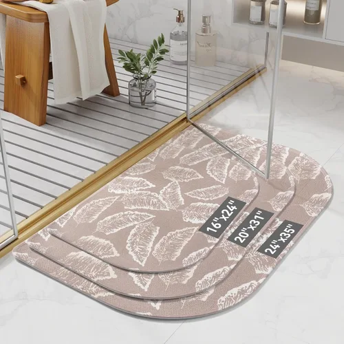 Miniatura 2 de YDKGL Alfombra de baño de medio círculo, alfombras de baño finas para debajo de la puerta, de secado rápido, antideslizante, lavable, con respaldo