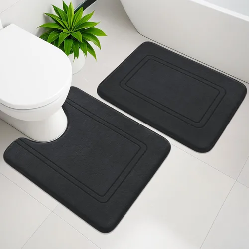 YIHOUSE Juego de alfombras de baño de espuma viscoelástica, juego de 2 piezas, tapetes de baño antideslizantes para baño, juego de alfombras de baño