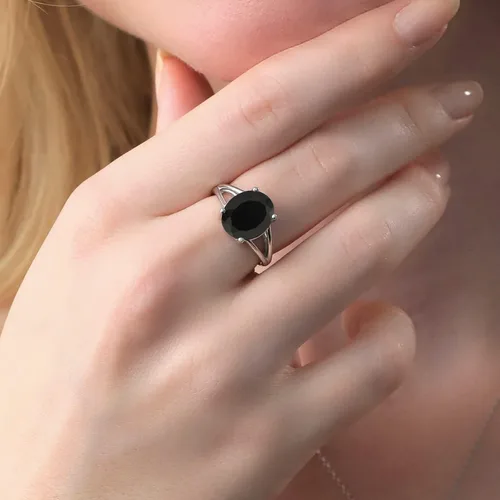 Miniatura 29 de Gem Stone King Anillo solitario con piedra preciosa de 3.00-7.00 quilates Plata de ley 925 Ovalado de 0.47 x 0.49 pulgadas Anillo