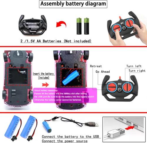 Miniatura 4 de Auto a control remoto para niñas, carreras deportivas RC para niños, juguete de pasatiempos, 2.4 GHz, energía eléctrica en carretera