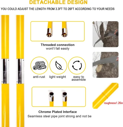 Miniatura 3 de Podadora de poste de árbol de 30 pies, mango duradero para recortar árboles, ramas manuales para herramientas de jardín, podadoras, sierras de poste