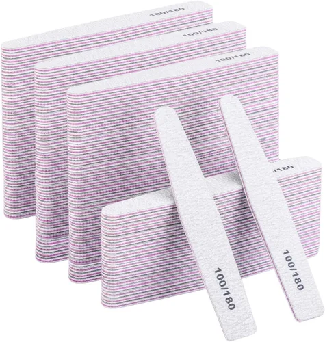 Miniatura 8 de BTYMS 25 limas de uñas para uñas acrílicas y uñas naturales, grano 100/180, pulidores de uñas negras de doble cara, limas de uñas Blanco apagado