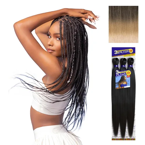 Miniatura 26 de Sensationnel Ruwa - Cabello trenzado preestirado, 3 x 48 pulgadas, repelente al agua, kanekalon, de secado rápido, sintético, sin picazón