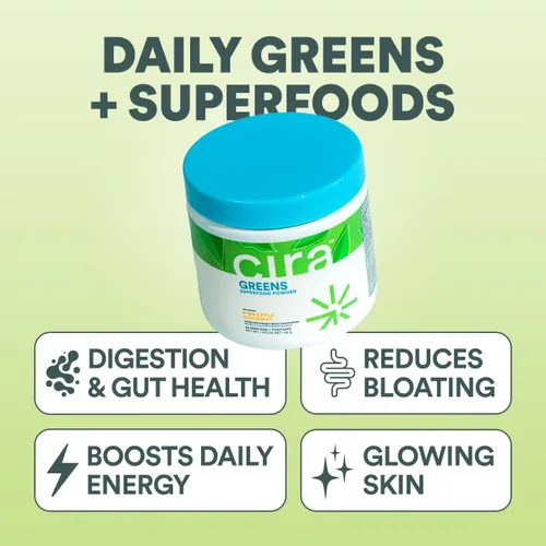 Miniatura 2 de Cira Daily Greens - Polvo de superalimento de espirulina orgánica endulzado naturalmente con ingredientes ricos en antioxidantes para deshinchazón