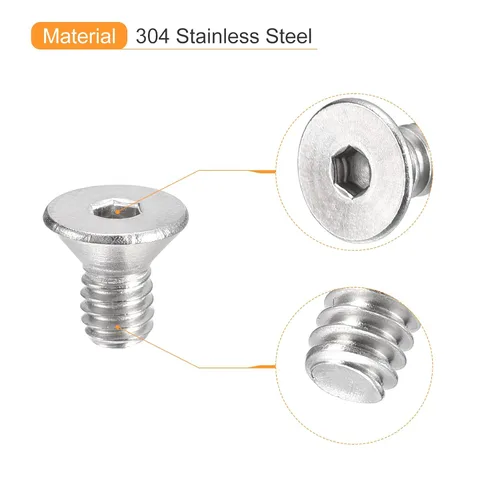 Miniatura 4 de uxcell #8-32x5/16 Tornillos de cabeza avellanada plana, 50 piezas de tornillos de cabeza plana de acero inoxidable 304 con llave hexagonal, rosca