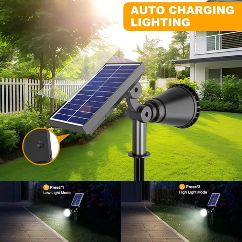 Miniatura 5 de Luces solares para exteriores impermeables, 36 LEDs 1000LM Focos solares ajustables para exteriores, iluminación de paisaje 2 en 1 alimentada por