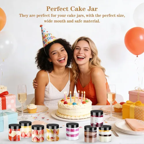 Miniatura 6 de Hajoyful Tarros de plástico con tapas, recipientes vacíos de slime para cosméticos, tarros de comida transparentes para alimentos, tarro redondo