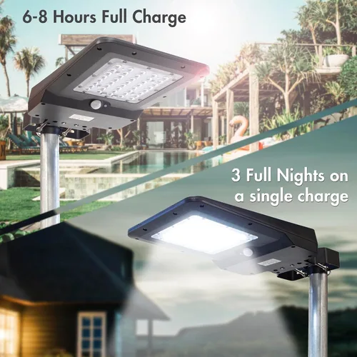 Miniatura 6 de Wagan EL8586 - Farola solar integrada de 1600 lúmenes, reflector de seguridad, sensor de movimiento, impermeable, resistente a la intemperie