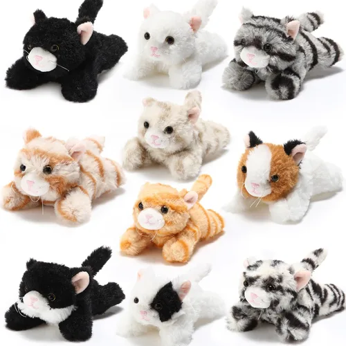 Lenwen 10 piezas de animales de peluche de gato a granel, suaves y tiernos, gatitos surtidos para niños, regalo de cumpleaños, regalos de fiesta de
