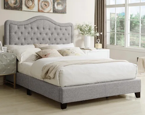 Miniatura 2 de Rosevera Jardin - Marco de cama con plataforma copetuda con botones, base de cama tapizada de tela con cabecera ajustable y soporte de listones