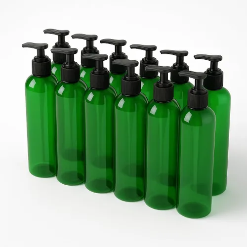 Miniatura 14 de Royal Massage Botella con bomba tipo bala de 8 onzas, aceite de masaje, loción, jabón, dispensador de champú, PET sin BPA con bomba de bloqueo Verde