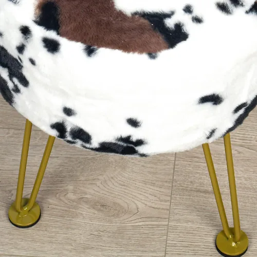 Miniatura 5 de Otomana de Piel Sintética con Estampado de Vaca 13"x13"x17" Asiento de Banco de Entrada Suave y Mullido Redondo Resistente Otomana de Acento Vaca