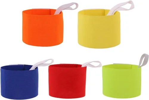 Miniatura 4 de Brazalete de escuadrón rojo para adultos, elástico, antideslizante, ajustable, color neón, adhesivo para fútbol, entrenamiento, equipo, suministros